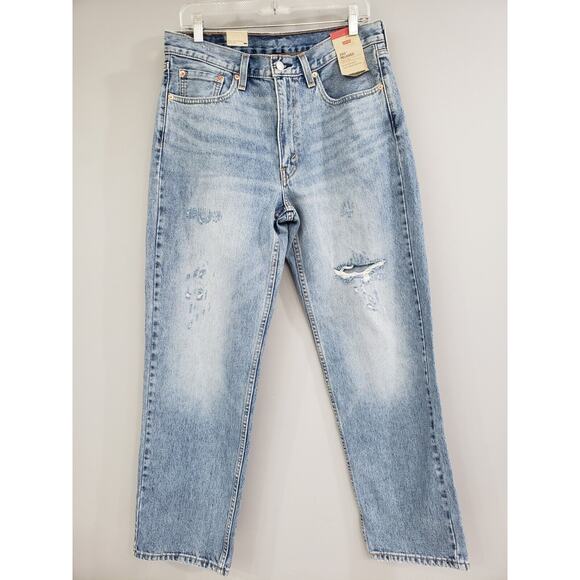 NEW - Mens Levi’s 550 Denim Jeans Relaxed Taper‎ Sz 33x32 Distressed Blue - Picture 1 of 6